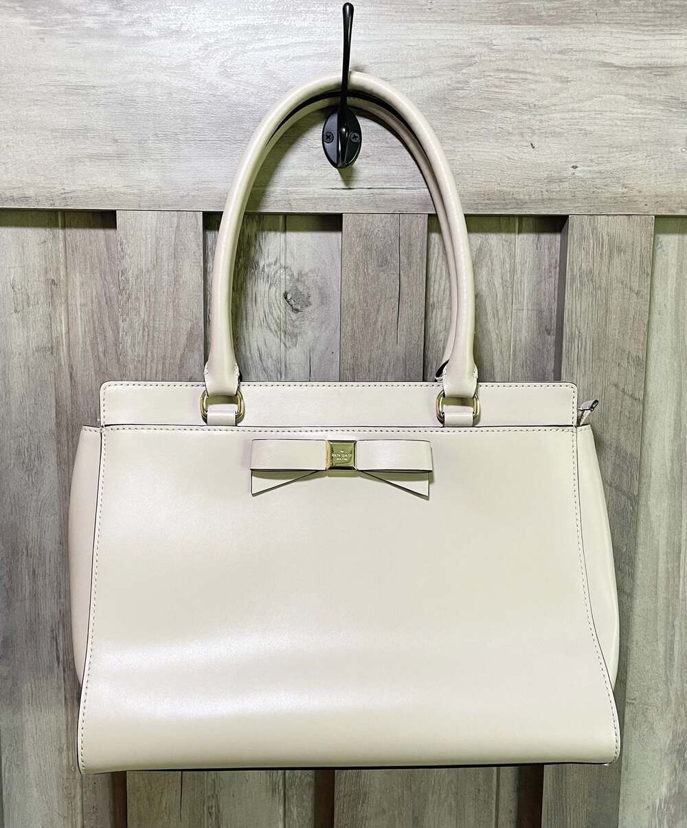 Kate Spade New York Cream Leather Bow Tote Bag